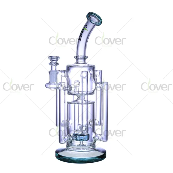 CloverGlass recycler bong wholesale, durable borosilicate glass water pipe with multi-chamber design for smooth smoking filtration, ideal for smoking accessories distributors and B2B buyers