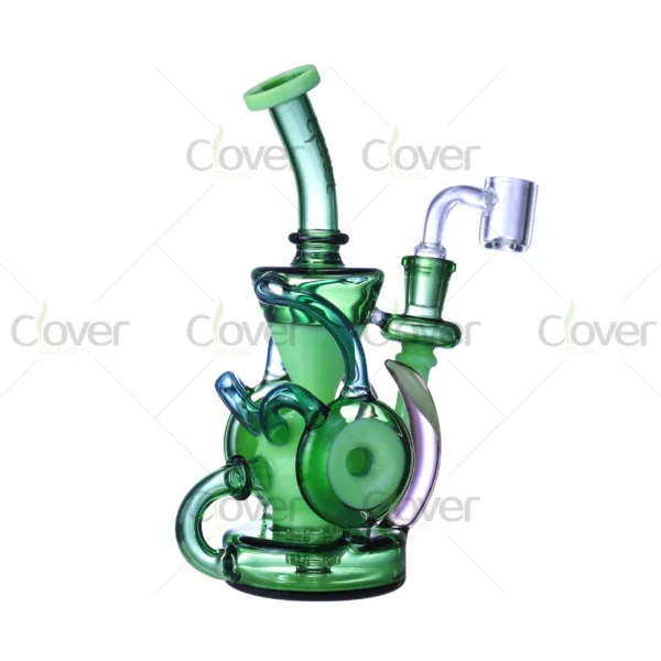 CloverGlass recycler bong wholesale, durable borosilicate glass water pipe with multi-chamber design for smooth smoking filtration, ideal for smoking accessories distributors and B2B buyers