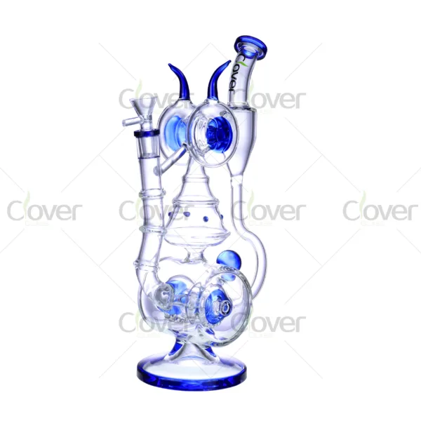 CloverGlass wholesale recycler bong with spiral chamber and thick borosilicate glass, bulk smoking water pipe for headshop supply