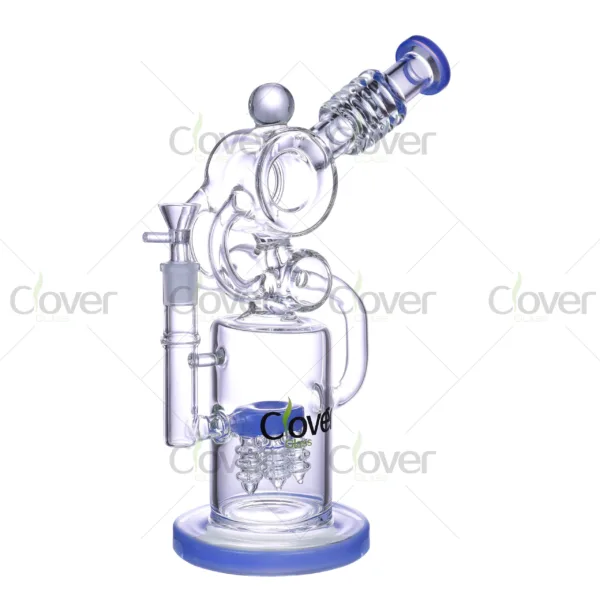 CloverGlass recycler bong wholesale, durable borosilicate glass water pipe with multi-chamber design for smooth smoking filtration, ideal for smoking accessories distributors and B2B buyers
