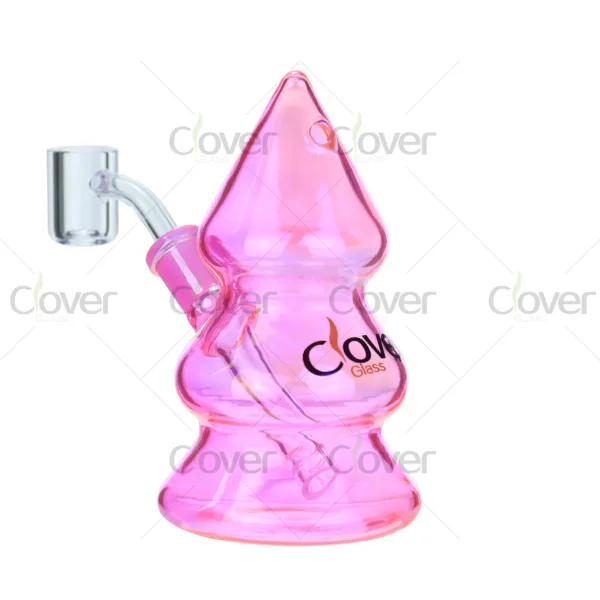 Clover Glass Christmas tree bong, festive borosilicate dab rig with translucent candy color design