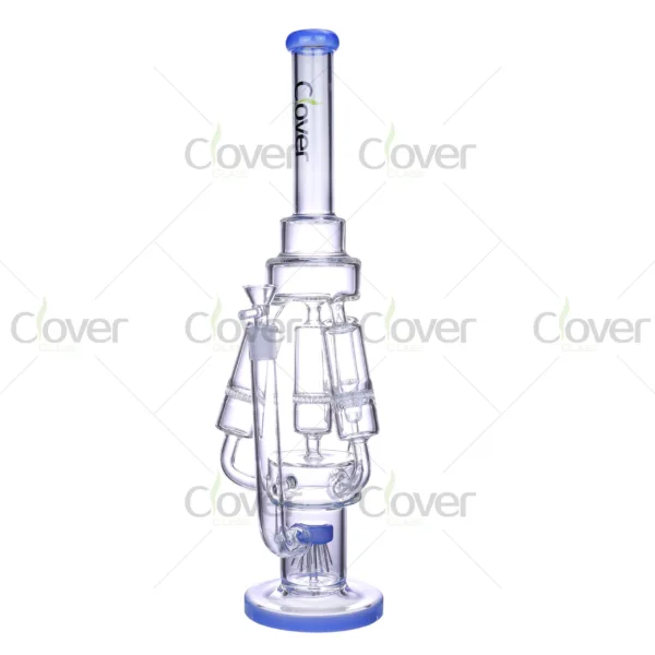 CloverGlass recycler bong, premium borosilicate glass water pipe with multi-arm design for smooth filtration and wholesale supply