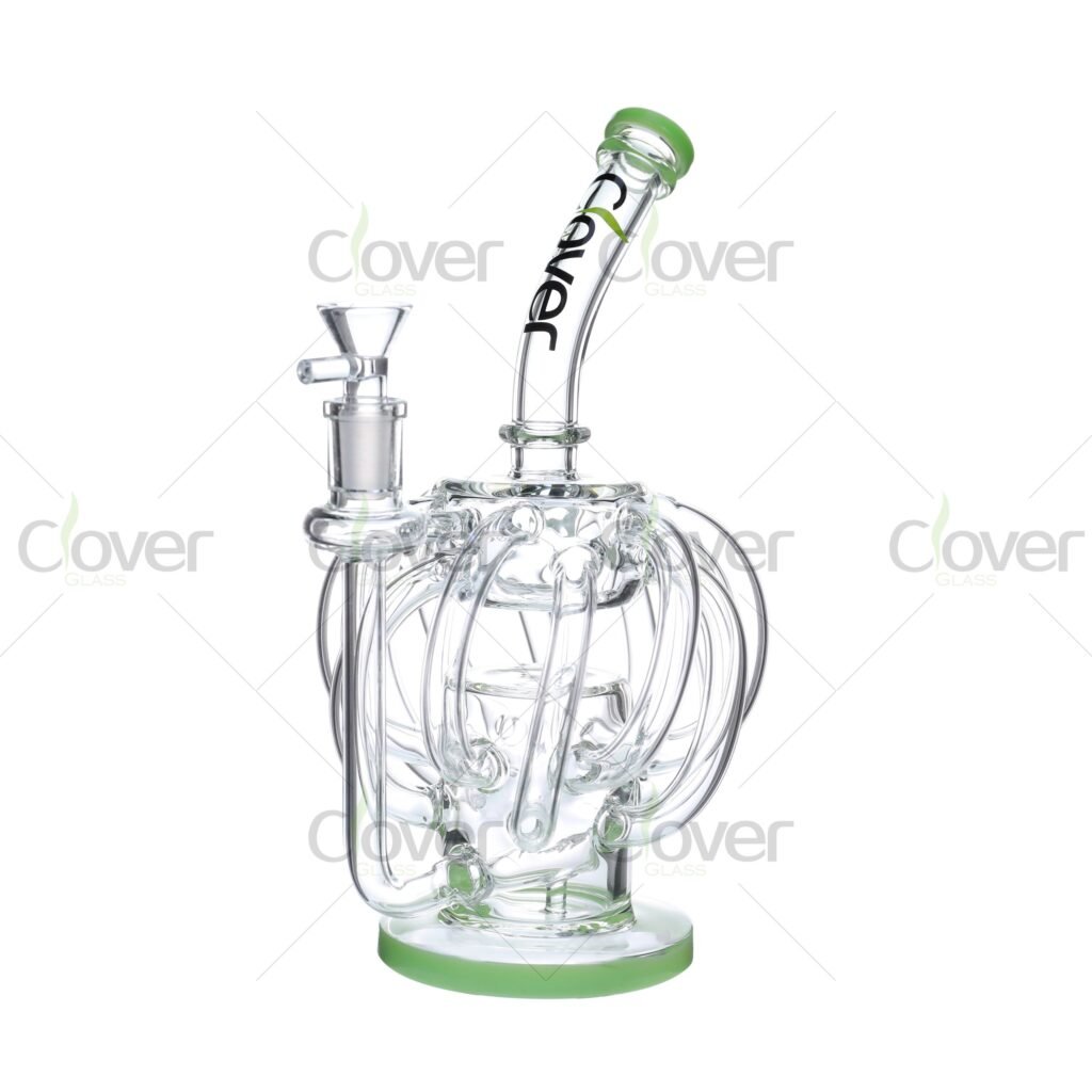 9.84” Pumpkin-Shaped Recycler Glass Bong – Sculpted Loop Design, 5mm Thick | CloverGlass