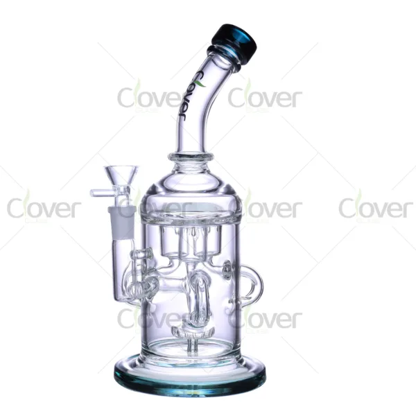 Clover Glass recycler dab rig, high-performance borosilicate bong with multiple percolators and recycler design