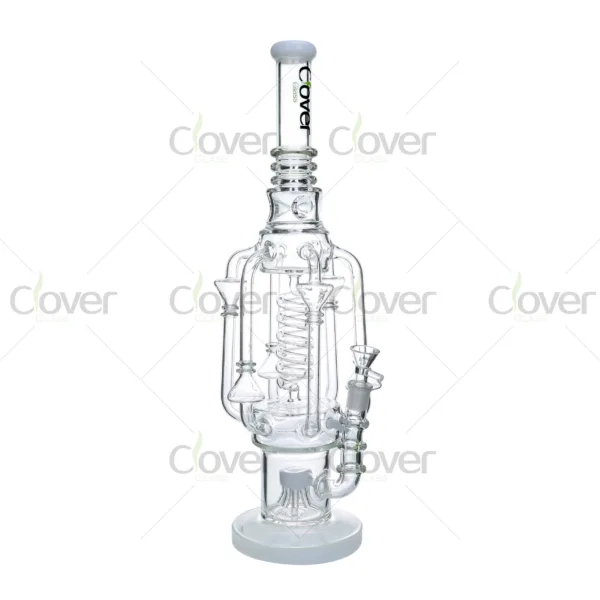 Multi-chamber recycler water pipes by Clover Glass with spiral percolator design and reinforced borosilicate construction
