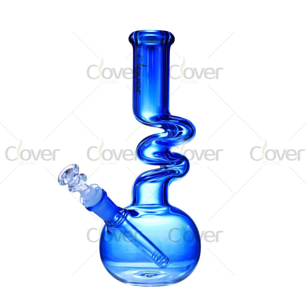 10.2" Mini Zong Bong with Bubble Base – 5mm Thick Colored Glass Water Pipe, 14mm Joint