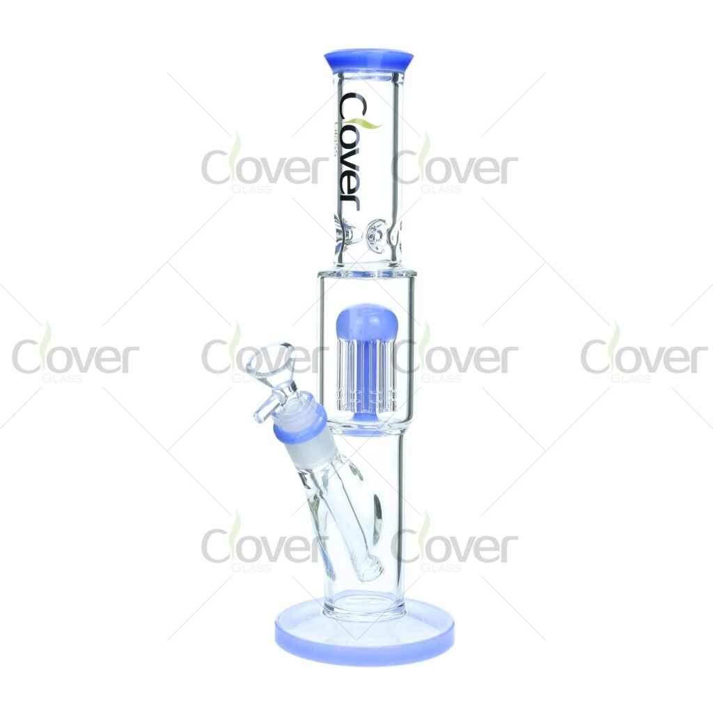 14.3” Tree Perc Straight Tube Glass Bong – Ice Catcher, 5mm Thick | CloverGlass