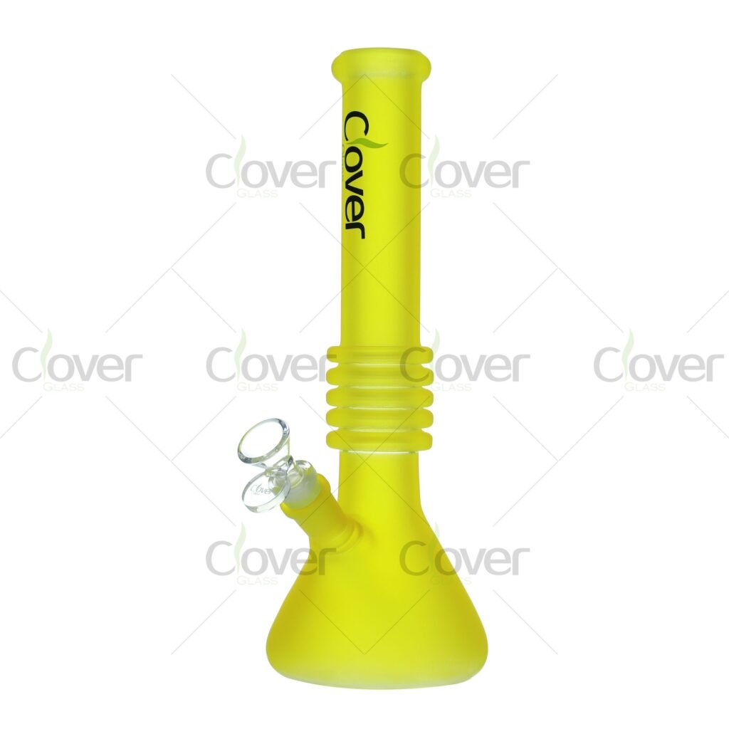 11.4” Frosted Glass Beaker Bong – Matte Finish, 5mm Thick Colored Glass | CloverGlass