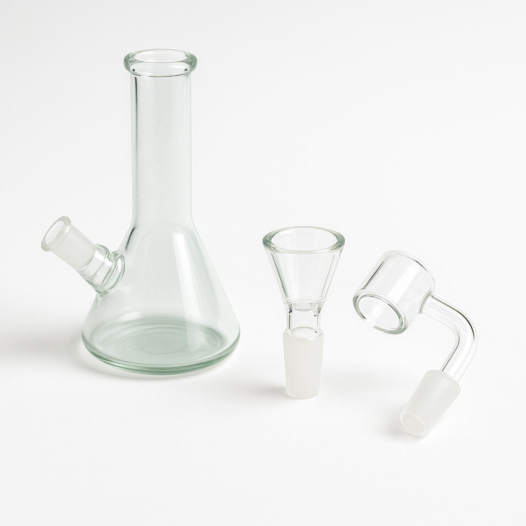 glass bong parts flat lay