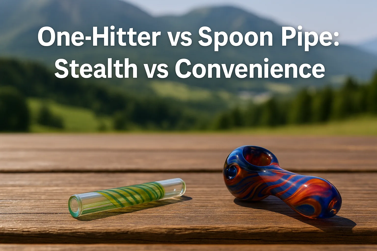 One-hitter vs spoon pipe comparison, showing stealth and convenience features.