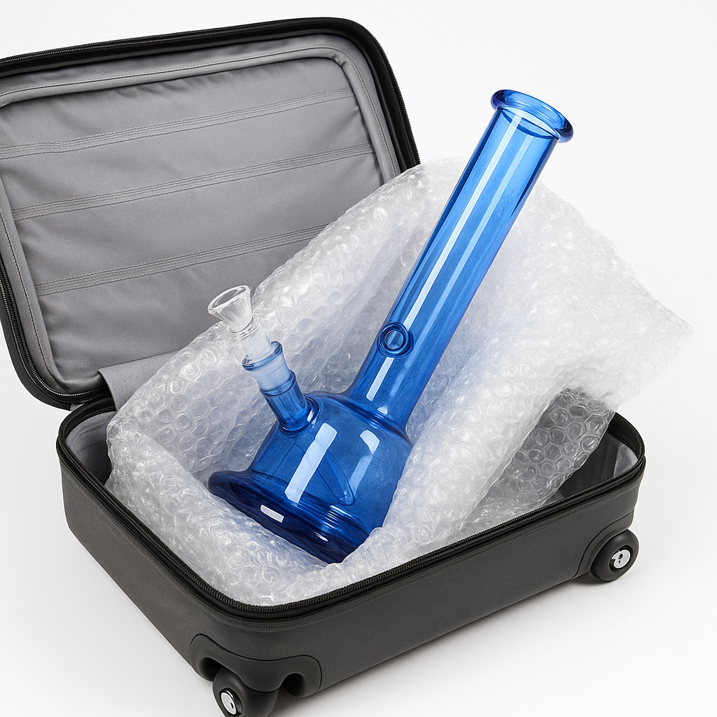 blue bong bubble-wrapped