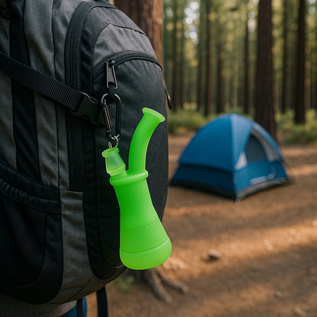 silicone bong on backpack