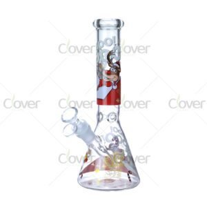 Cheap beaker bong with colorful decal designs, durable borosilicate glass for smooth hits.