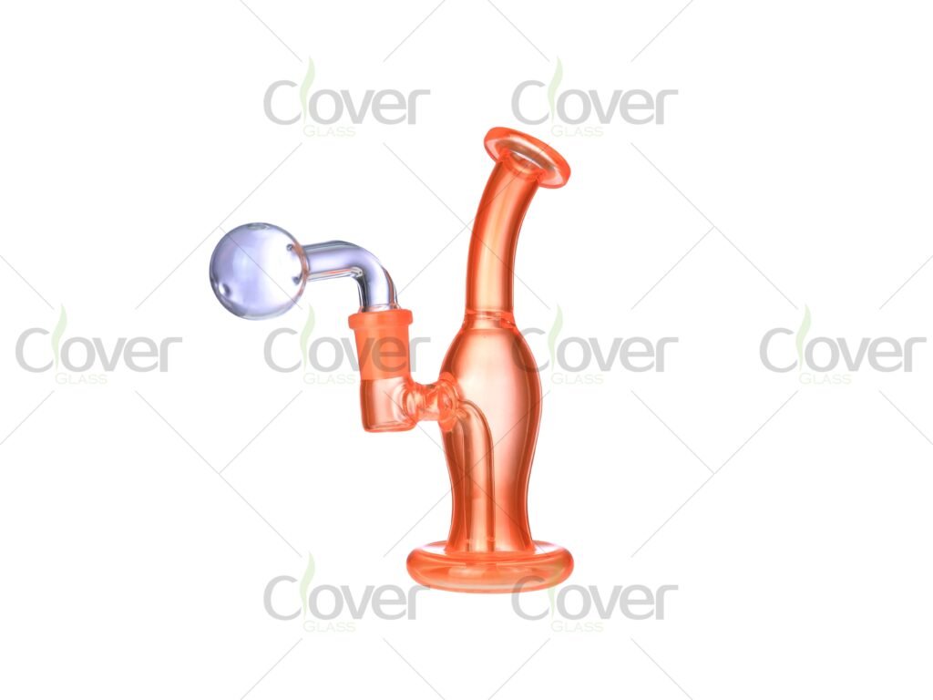 5.71-Inch Curved Mini Oil Burner Pipe | Mixed Color Borosilicate Dab Style Design