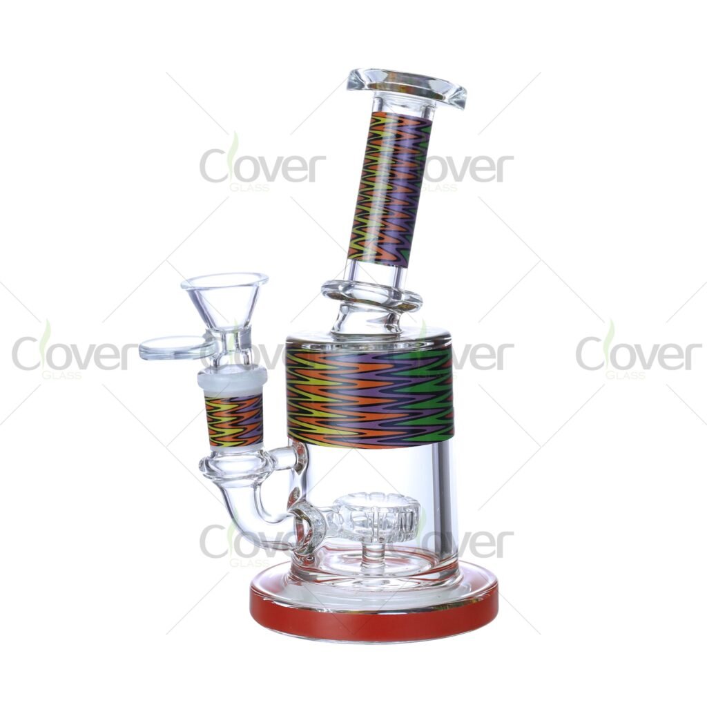 6.7-Inch Mini Dab Rig with Color Swirl Neck – Compact Design with Perc Filtration