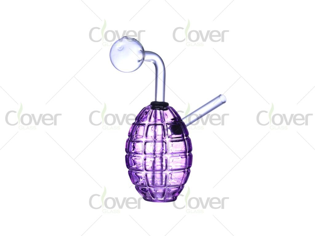 Grenade Shape Oil Burner Pipe | Mixed Color Mini Glass Burner for Concentrates