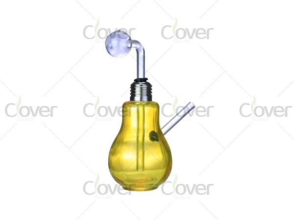 Light Bulb Shape Oil Burner Pipe | Red & Golden Borosilicate Glass