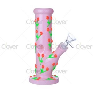 Pink Glow in the Dark Glass Bong with Cherry Fruit Pattern