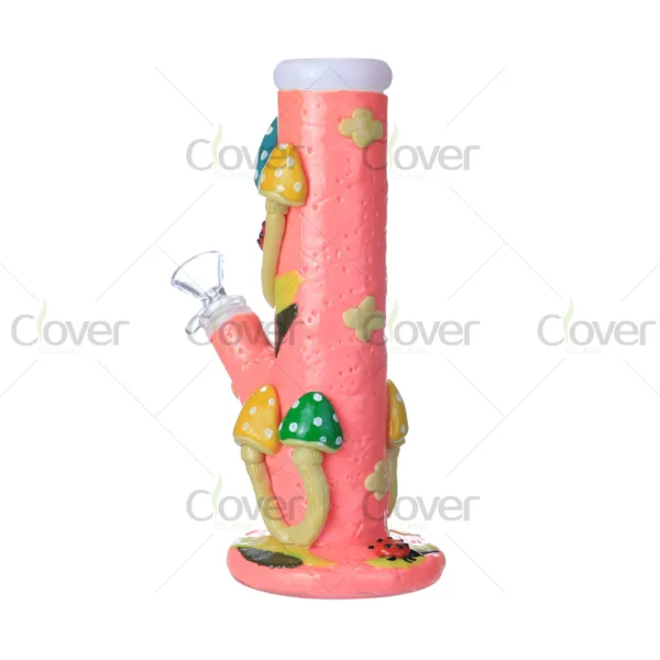 CloverGlass cartoon bong with 3D mushroom design, handmade creative glass water pipe for smoking, wholesale cheap novelty glass bongs bulk supply