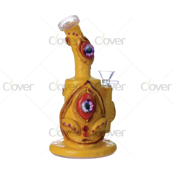 CloverGlass glow in the dark monster bong, handmade borosilicate glass water pipe with multi-eye 3D design, wholesale cheap bulk supply