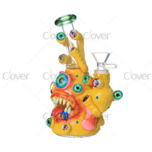Multi-Eye Monster Glass Bong with Glow in the Dark Eyes and Teeth