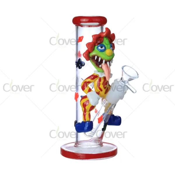 CloverGlass glow in the dark cartoon bong, 3D funny character design glass water pipe with luminous details, wholesale bulk cheap supply