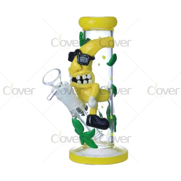 CloverGlass glow in the dark cartoon bong, funny 3D character design borosilicate glass water pipe with luminous details, cheap wholesale bulk supply