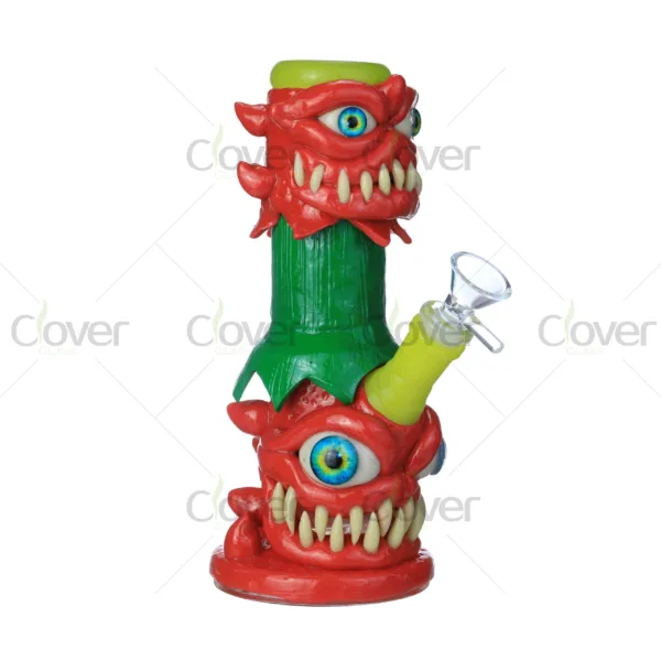 Glow in the Dark Monster Strawberry Glass Bong with Teeth and Eyes