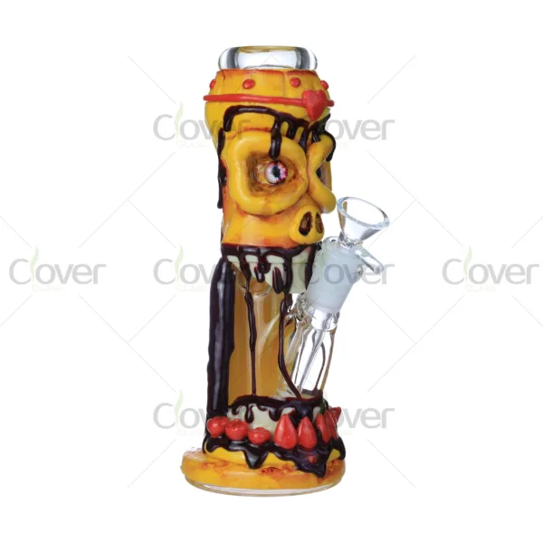 Horror Glow in the Dark Skull Face Glass Bong with Dripping Design