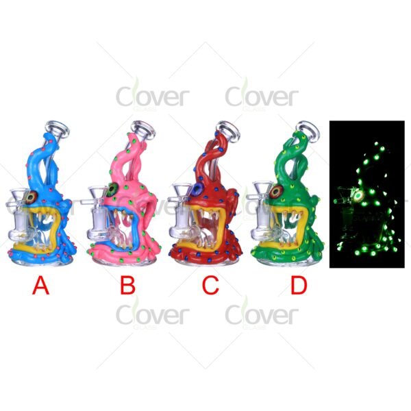Alien Monster Glow in the Dark Glass Bong Dab Rig with Teeth Design