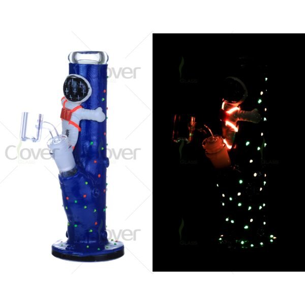 Astronaut Glow in the Dark Glass Bong with Blue Space Design