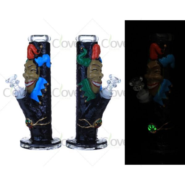 Glow in the Dark Funny Face Glass Bong – Unique Character Novelty Dab Rig