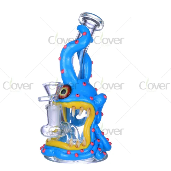 Alien Monster Glow in the Dark Glass Bong Dab Rig with Teeth Design