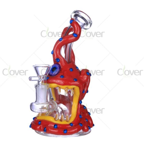 Alien Monster Glow in the Dark Glass Bong Dab Rig with Teeth Design