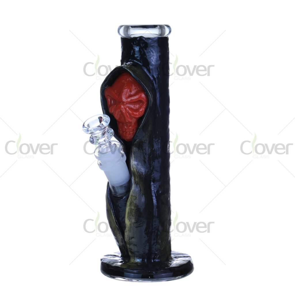 8.66" Grim Reaper Theme Handcrafted Glass Bong – 5mm Thick Artistic Water Pipe