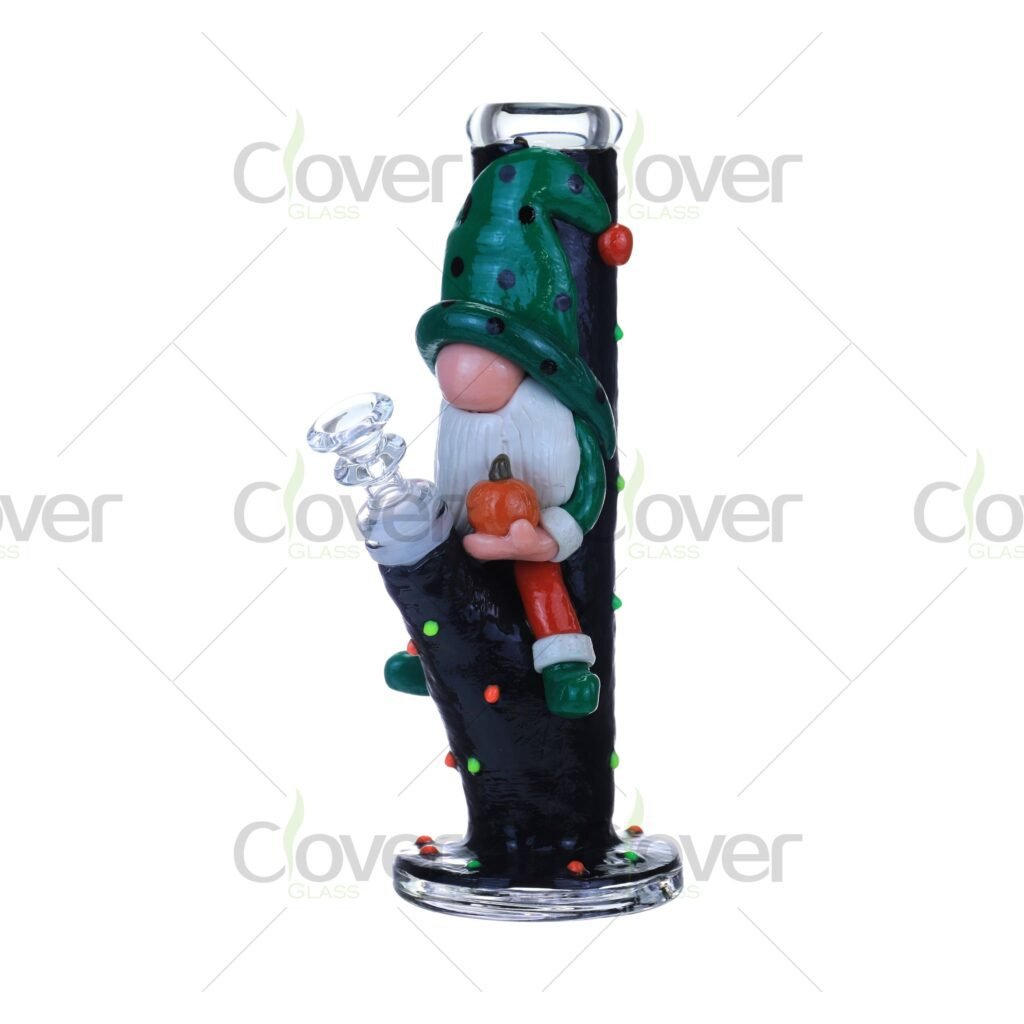 9-Inch Glow-in-the-Dark 3D Printed Bong with Santa Gnome Design – 5mm Thick by Clover Glass