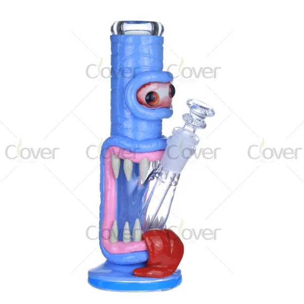 Glow in the Dark Blue Monster Glass Bong – Funny Novelty Dab Rig