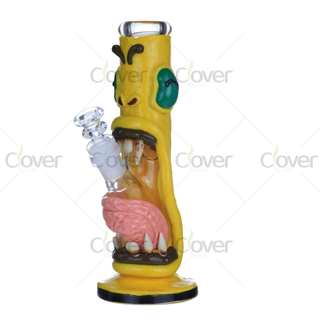 Yellow Monster Glow Glass Bong – 8.66" Unique 3D Design Water Pipe for Head Shops