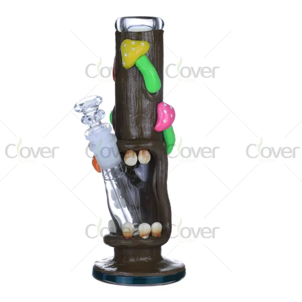 Glow in the Dark Tree Trunk Mushroom Glass Bong – Psychedelic Novelty Dab Rig