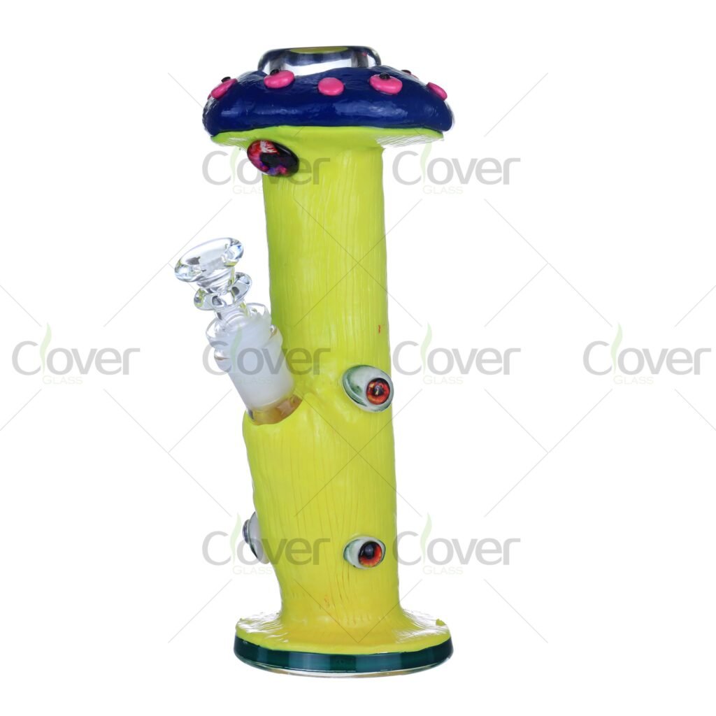 Alien Mushroom Glow Glass Bong – 8.66" 3D Eyes & Glow Details Water Pipe