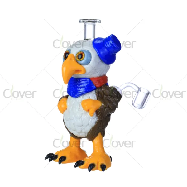 Glow in the Dark Eagle Character Glass Bong – Cartoon Novelty Dab Rig