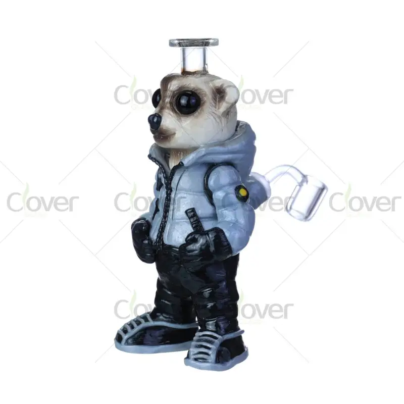 11" 3D Printed Panda Character Glass Bong – 5mm Thick Borosilicate, Handcrafted by Clover Glass