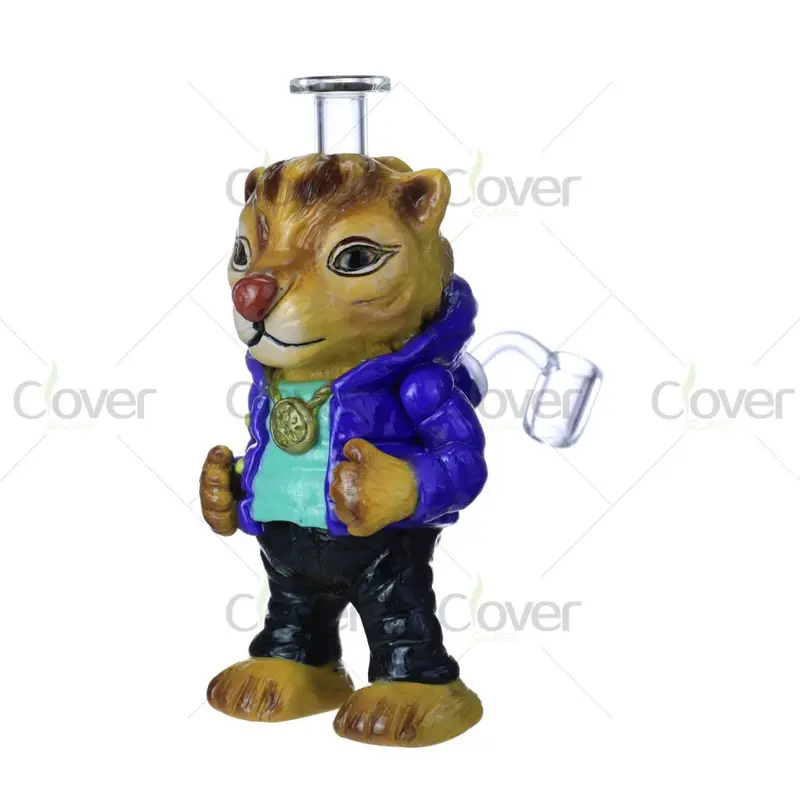 3D Printed Glow-in-the-Dark Lion Character Glass Dab Rig – 11", 5mm Thick Borosilicate| Clover Glass