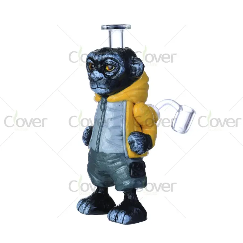 11" Glow-in-the-Dark Monkey Character 3D Printed Bong – 5mm Borosilicate Glass Dab Rig| Clover Glass