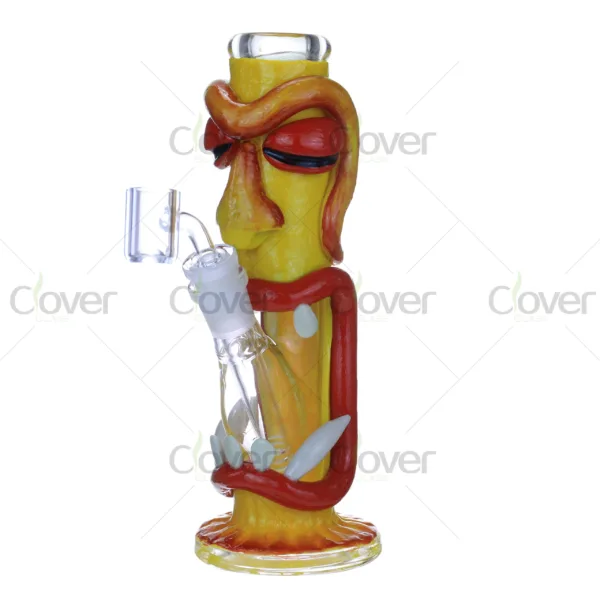 Glow in the Dark Yellow Monster Glass Bong with Red Eyes