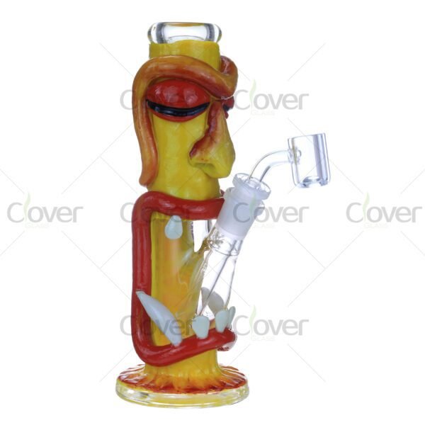 Glow in the Dark Yellow Monster Glass Bong with Red Eyes