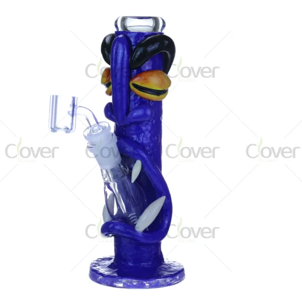Glow in the Dark Blue Monster Glass Bong with Yellow Eyes