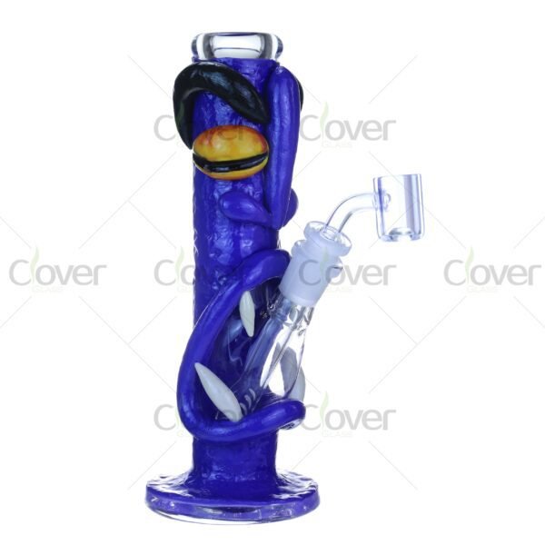 Glow in the Dark Blue Monster Glass Bong with Yellow Eyes