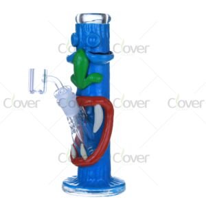 Glow in the Dark Blue Monster Glass Bong with Funny Face