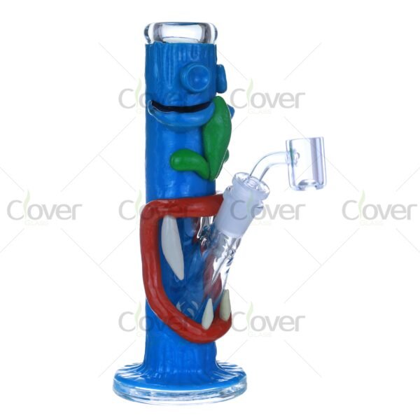 Glow in the Dark Blue Monster Glass Bong with Funny Face